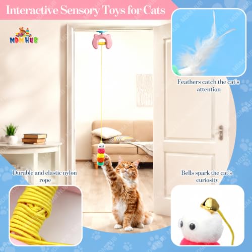 Image of Interactive Cat Hanging Toy with Moving Caterpillar String, Automatic Rechargeable Teaser Toy for Indoor Cats & Kittens, Detachable Smart Pet Play Toy, (Multicolor)