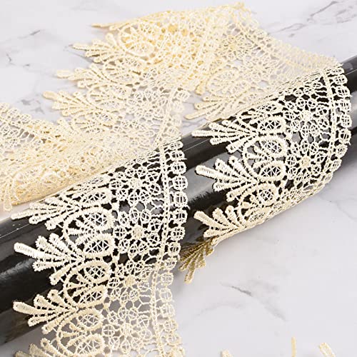 URROMA 5 Yards Lace Edge Trim for Sewing Ivory Lace Trim Wide Ribbon Trim Lace for Sewing DIY Wedding Dress Embellishment Party Decoration - Image 4