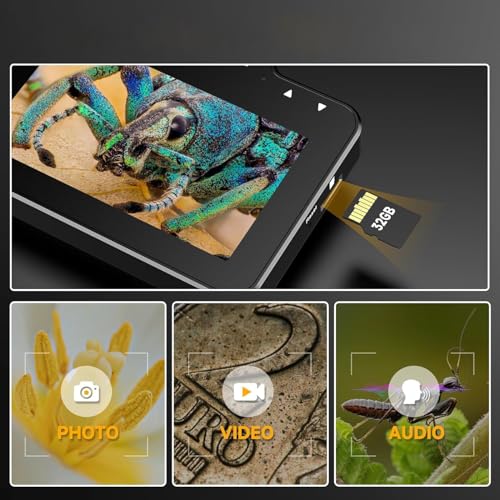 Image of ETZIN 4.3 inch LCD Digital Microscope for Adults Kids, Coin Microscope 50X - 1000X Magnification with IPS Screen, 8 LED Lights, PC View, USB Microscope for Windows /MacOS, Black (EPL-1220IM)