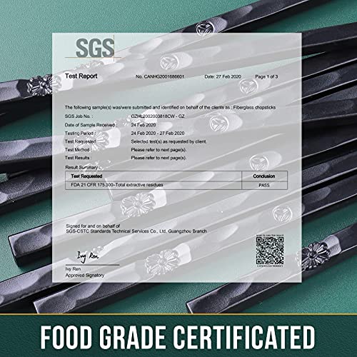 image for 5 Pairs Japanese Fiberglass Chopsticks, GLAMFIELDS Reusable Chop stick