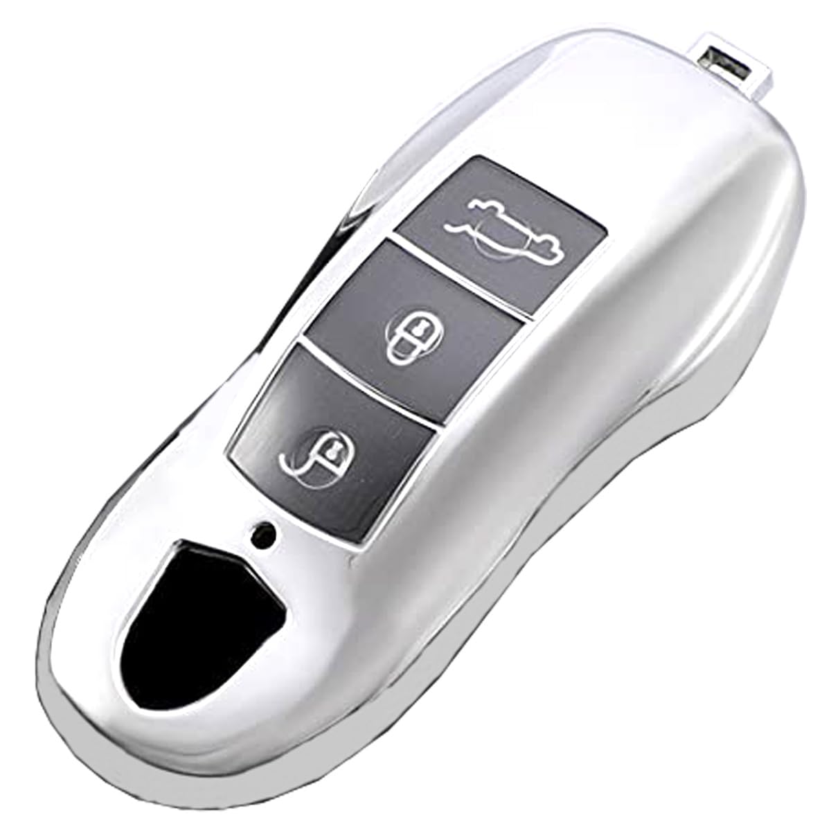 Key Fob Cover Fit for Porsche 918 Porsche 911 Macan Cayenne Panamera Accessory (Silver)