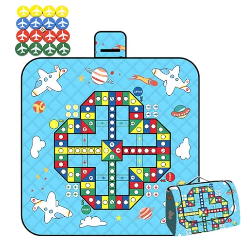 Generisk lekmatta för trädgård, vattentät picknickfilt med schackbräde, lätt vikbart krypunderlägg brädspel för park camping picknick