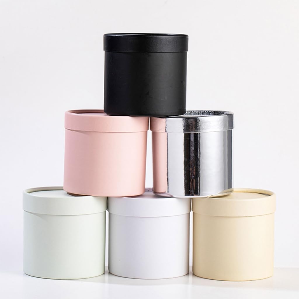 Round Flower Box, Flower Box Round Rose Bouquet Bucket Boxes Wedding Party Table Decorations Packaging Valentine Day - 12x12cm/4.72x4.72in (Pink) image 4