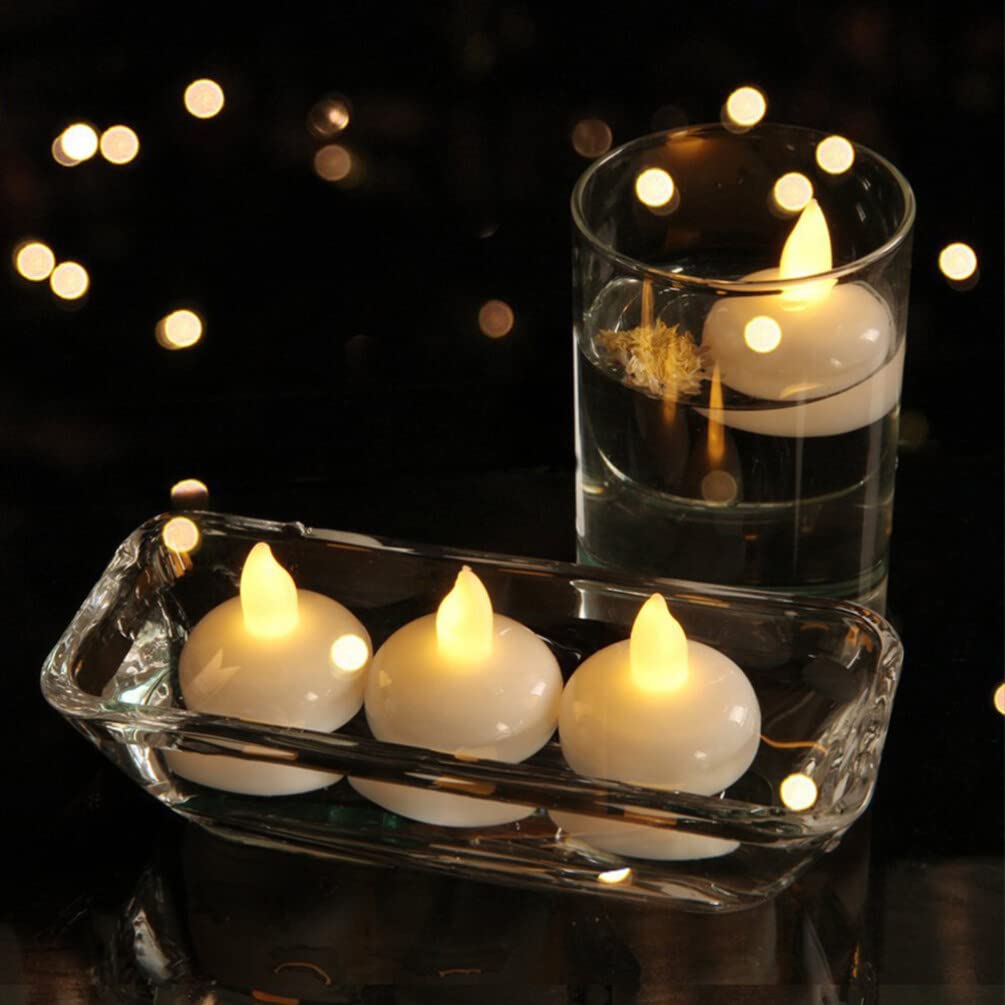 Uonlytech 4pcs Small Led Floating Candles for Weddings Parties and Spa Baths Warm White Light Decorative Water Candles for Enhancing Atmosphere and Romance