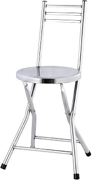 18inch Folding Bar Stool, Portable Kitchen High Chair with Backrest, Foldable Counter Height Chair Suitable for Outdoor, Garden, Travel, Picnic