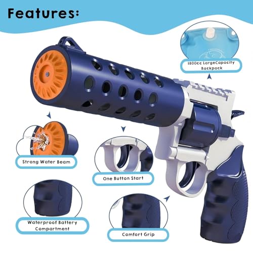 Image of Water Gun Toy with Automatic Water Absorption Function 25Ft Range | Self-Filling |High Pressure Mechanism Ideal Outdoor Toy for Pool & Beach Fun (Style 3)