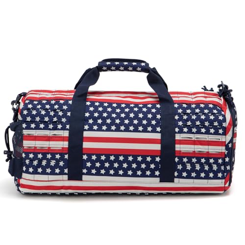 QT&QY 40L Military Tactical Duffel Bag For Men Sport Gym Bag Fitness Tote Travel Duffel Bags Training Workout Bag With Shoe Compartment Basketball Football Weekender Bag patriot Star Spangled - Image 4