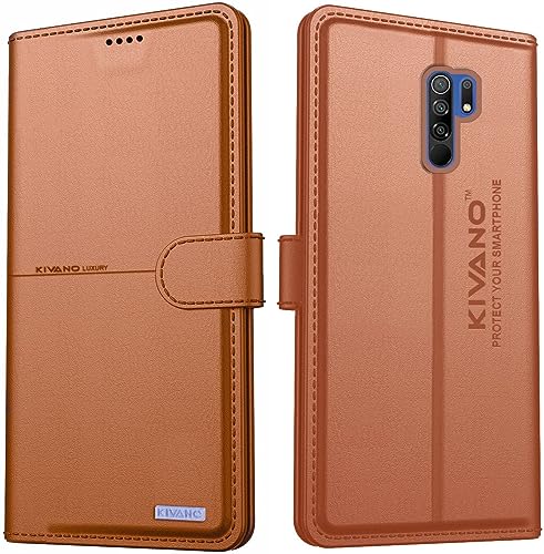 Image of KIVANO Compatible with Xiaomi Redmi 9 Prime /Poco M2 Flip Cover | Leather Finish | Inside Pockets & Inbuilt Stand | Shockproof Wallet Style Magnetic Closure Back Cover Case