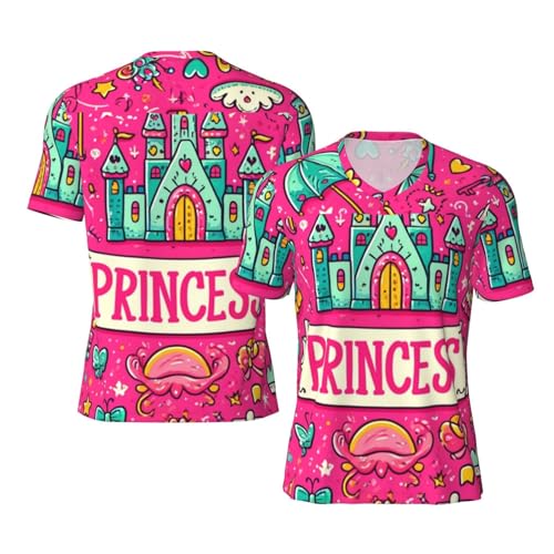 Stylish Athletic Sports Jersey Funny-Princess-Castle-Crown Men's Rugby Jersey Xx-Large Black