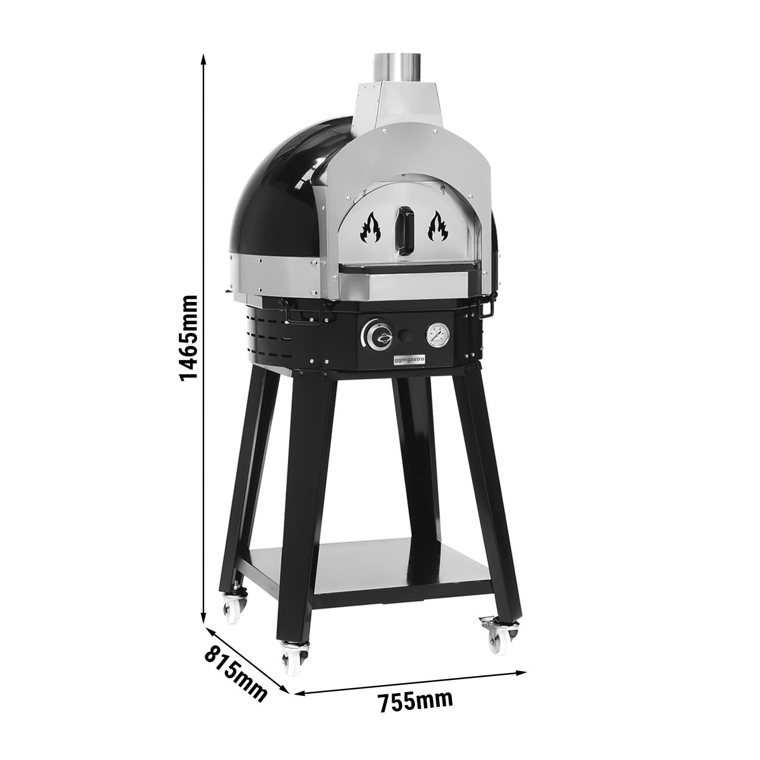 GGM Gastro | GPOUE7S | Gas Pizzaofen - Manuell - Schwarz - inkl. Untergestell