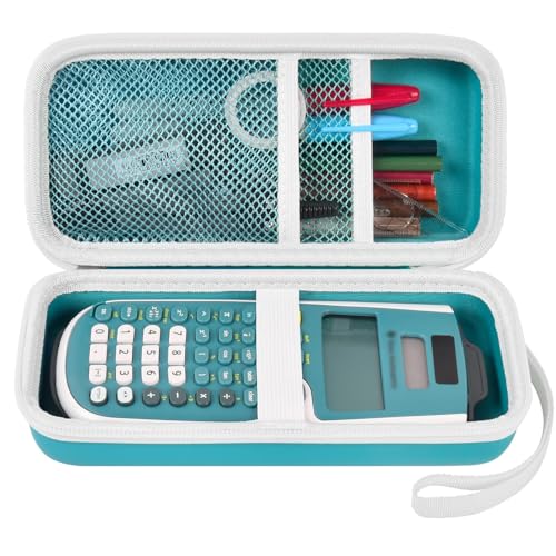 Case Compatible with Texas Instruments TI-30XS for MultiView Scientific Calculator, Storage Holder Carrying Organizer Bag with Mesh Pocket for Pens, Pencil, Batteries and Accessories (Box Only) -Green