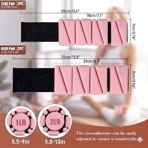 Image of Bodylastics Adjustable Ankle & Wrist Weights 4 lb Pair (2 lb Each) - Silicone, Sweat-Resistant for Arms & Legs - Perfect for Jogging, Walking, Physiotherapy, Cardio, Yoga & Strength Training