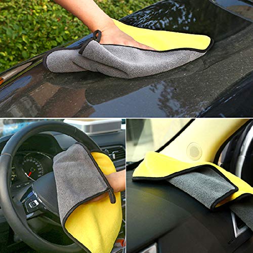 Portal Car Cleaning Towel, Absorbent Microfiber Towels for Car Care Polishing Wash Extra Thick Coral Fleece Cleaning Cloth 3Pcs - Assorted Colors