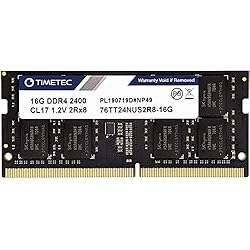 Timetec 16GB DDR4 2400MHz PC4-19200 Non-ECC Unbuffered 1.2V CL17 2Rx8 Dual Rank 260 Pin SODIMM Laptop Notebook PC Módulo de Memoria RAM Actualización (16GB)