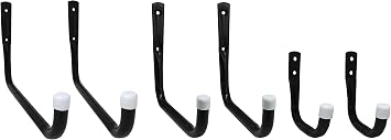 Shepherd Hardware 8088E Heavy Duty Steel Garage Storage/Assorted Utility Hooks, 6 Pack, Black
