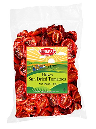 SUNBEST Sun-Dried Tomatoes Bulk Deal, Ready to Eat , NON GMO - Vegan & Kosher (Halves, 5 Lb)