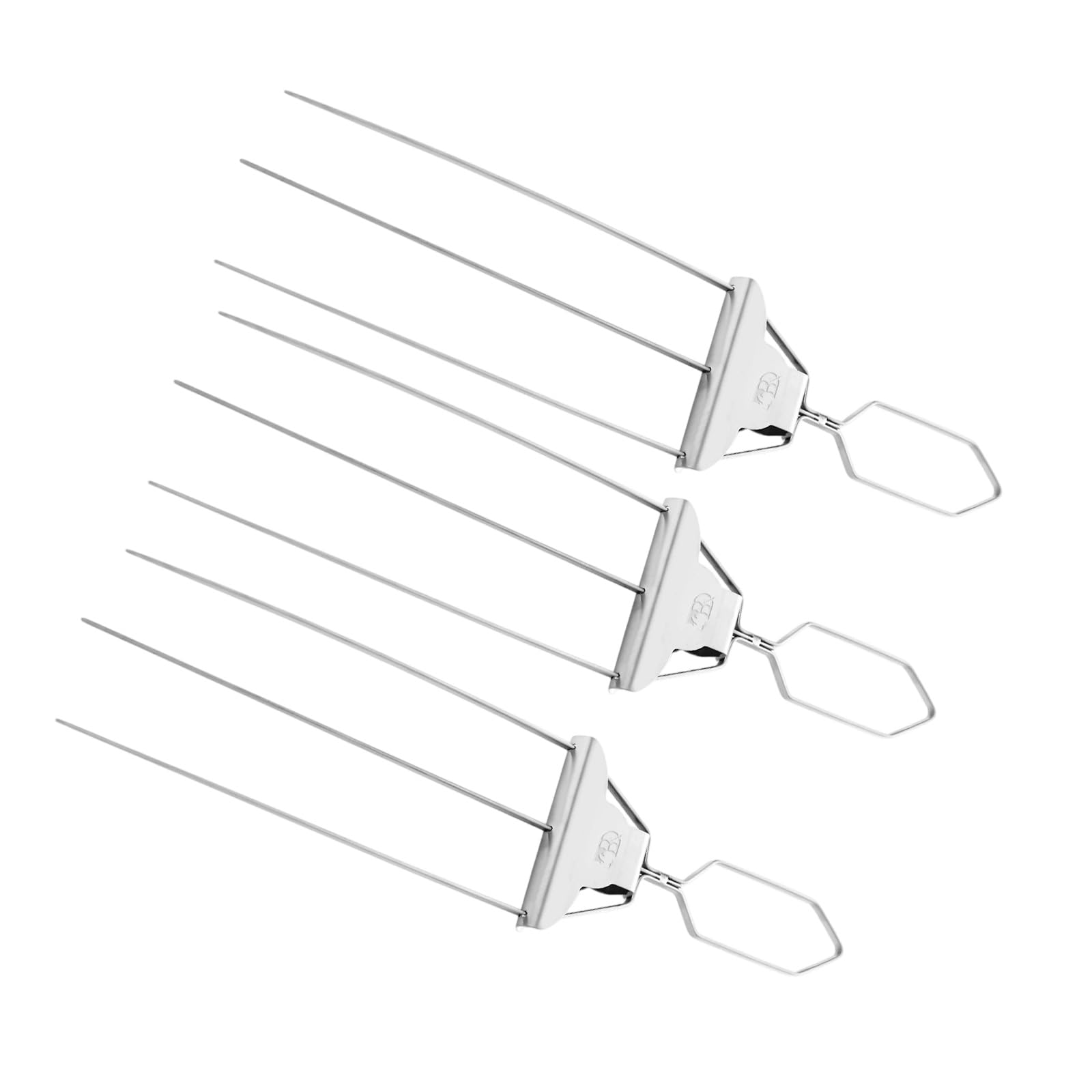 Kalttoy Efficient 3 Prongs BBQ Skewers Set Crafted From Sturdy Nonrust Steel Includes Basting Brush and Pouches Outdoor Cooking Utensils
