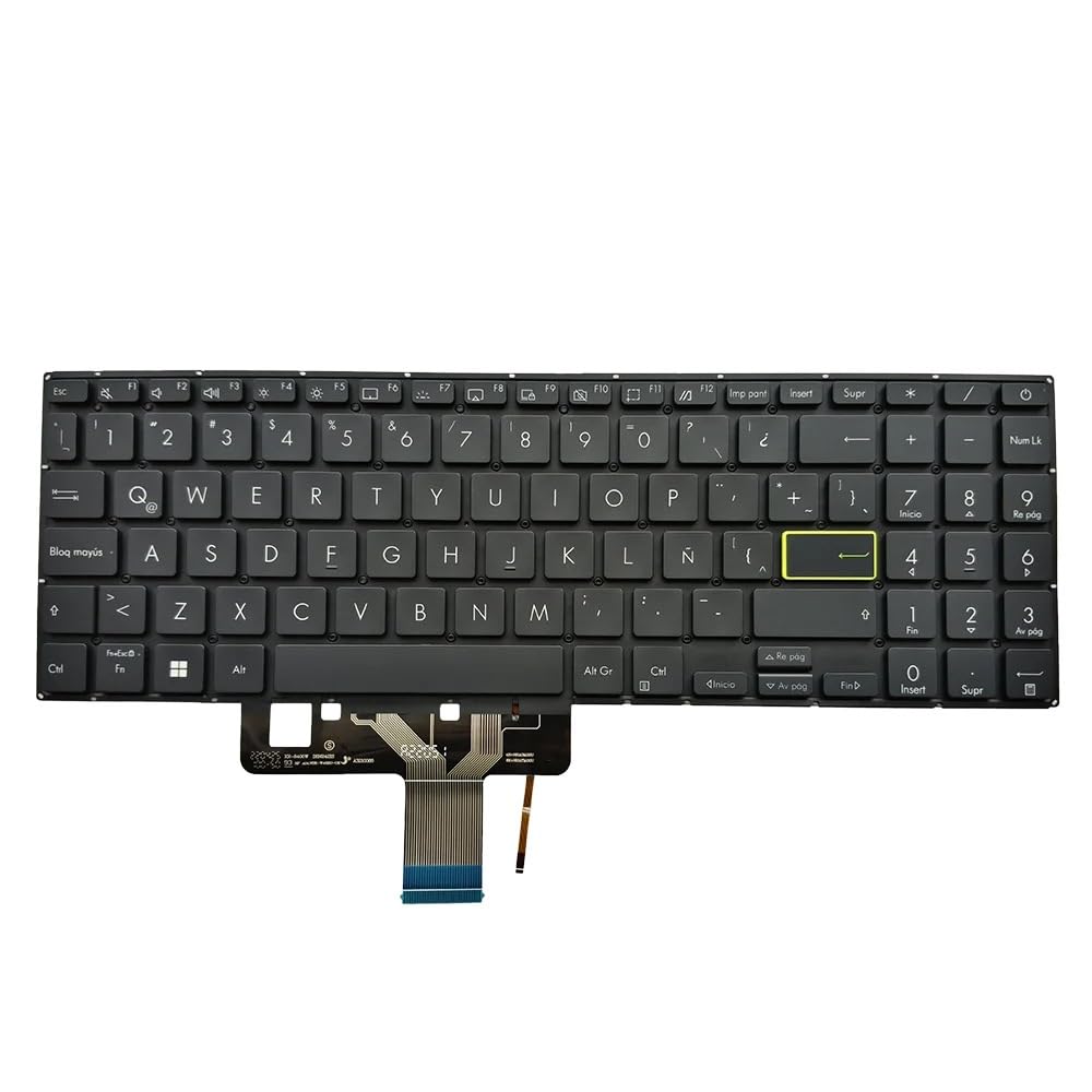 Fácil de reemplazar Teclado retroiluminado para Ordenador portátil ASUS VivoBook X521, X521EA, E510, L510 15X (2020), español, con retroiluminación para Latinoamérica