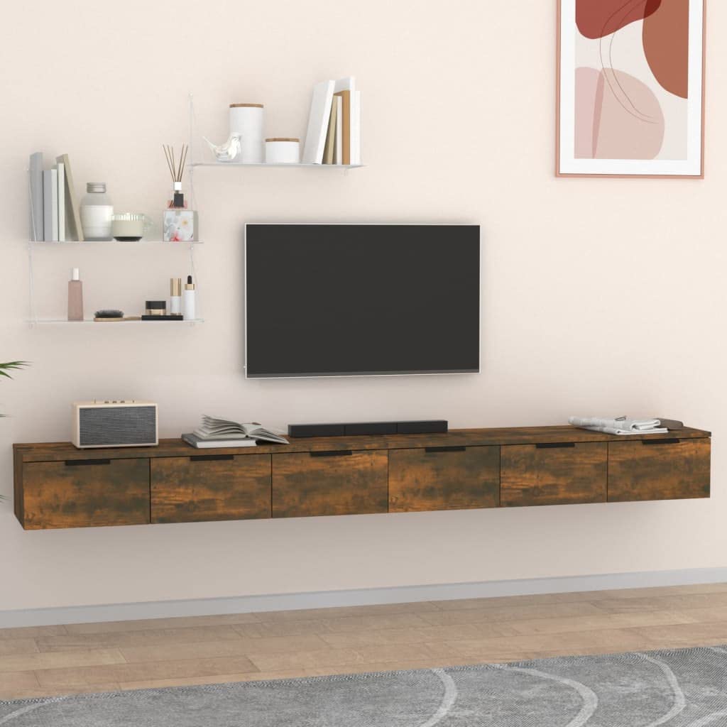 Armoires murales chêne fumé 102x30x20 cm en bois d'ingénierie