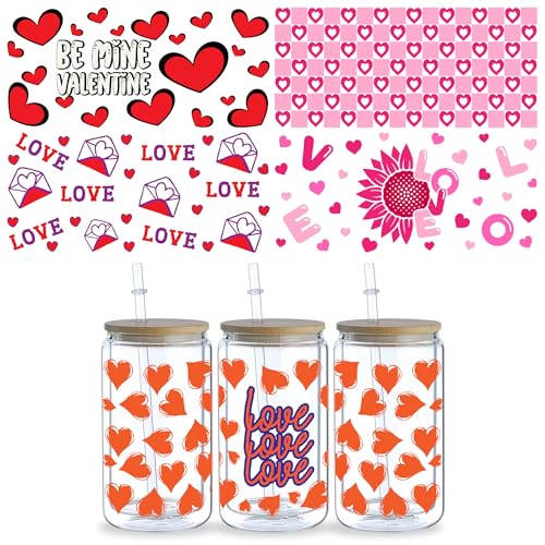 5 Sheets Waterproof UV DTF Cup Rub on Transfer Stickes Rub on Transfers for Crafting for 16 oz Glass Cups Travel Mug Wood Crafts (Color 10)