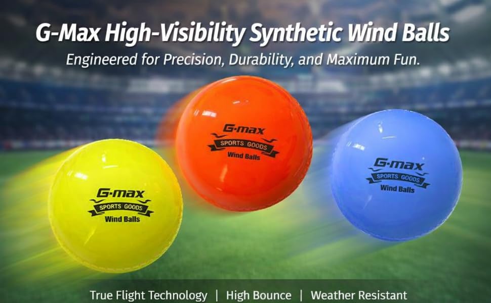 Image of G-Max Soft PVC Cricket Wind Balls | Orange |Pink| Yellow | Indoor & Outdoor Practice Ball | Street, Beach & Training Cricket | Pack of 6