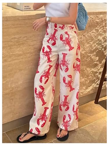 Verdusa Women's Lobster Pants High Waisted Straight Leg Casual Trousers with Pockets2