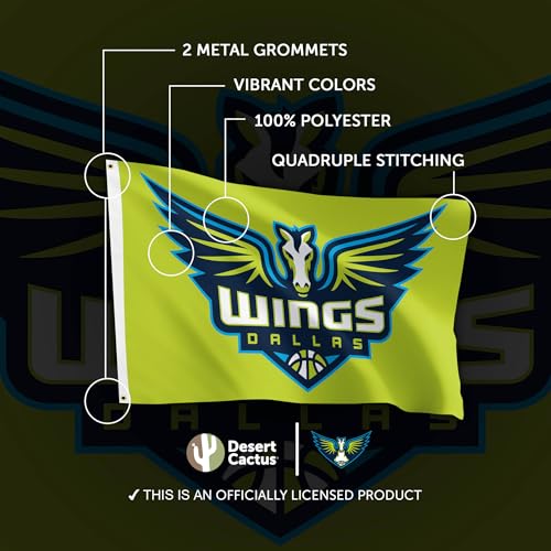 Drapeau Dallas Wings WNBA extérieur en polyester vert suspendu 0,9x1,5m - 5