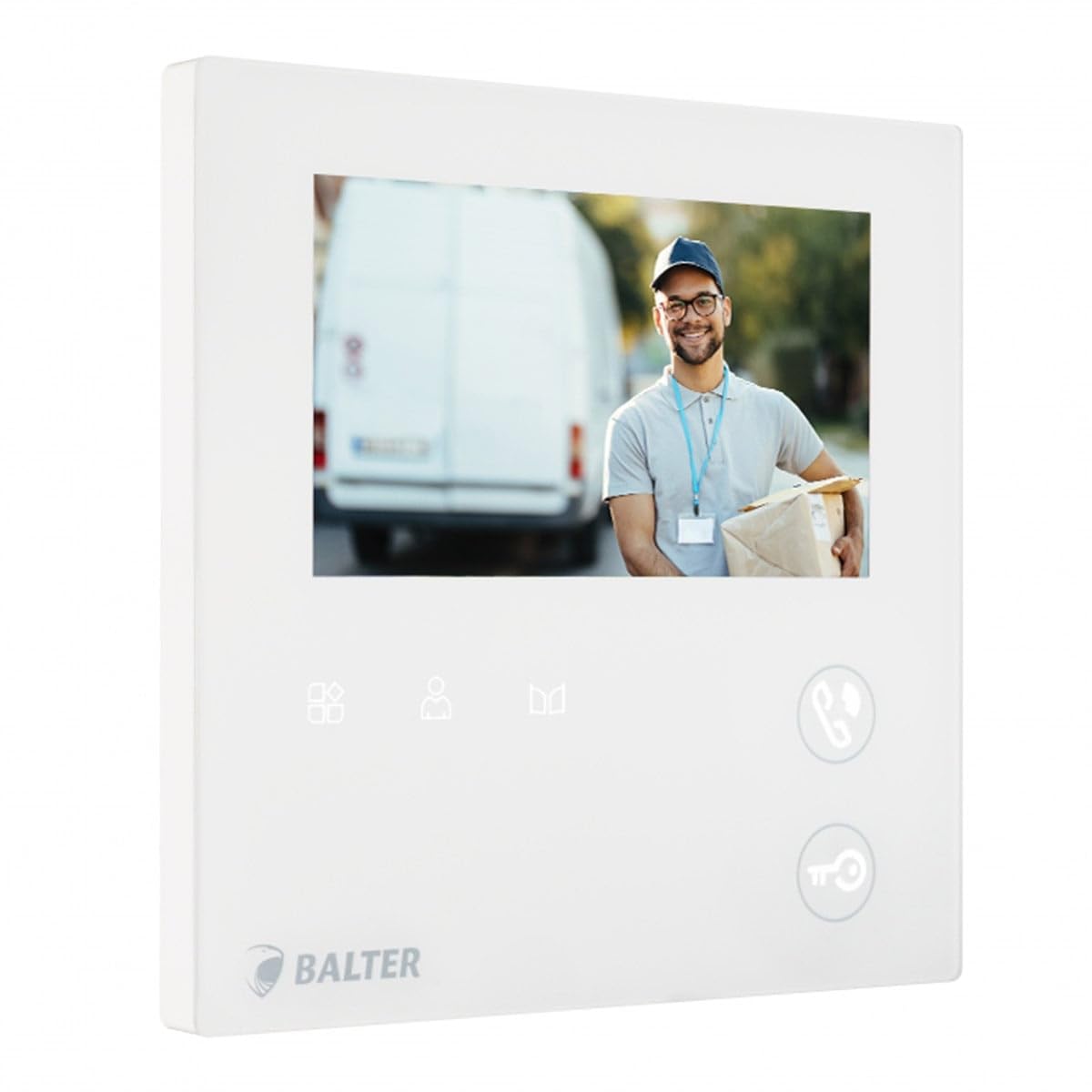 Balter EVO Mini 4.3" Monitor für Video Türsprechanlage mit Kamera und Klingel, 2-Draht Kompakt Zusatzmonitor Weiß mit LCD Farb-Display und Interkom Funktion für Video Türklingel
