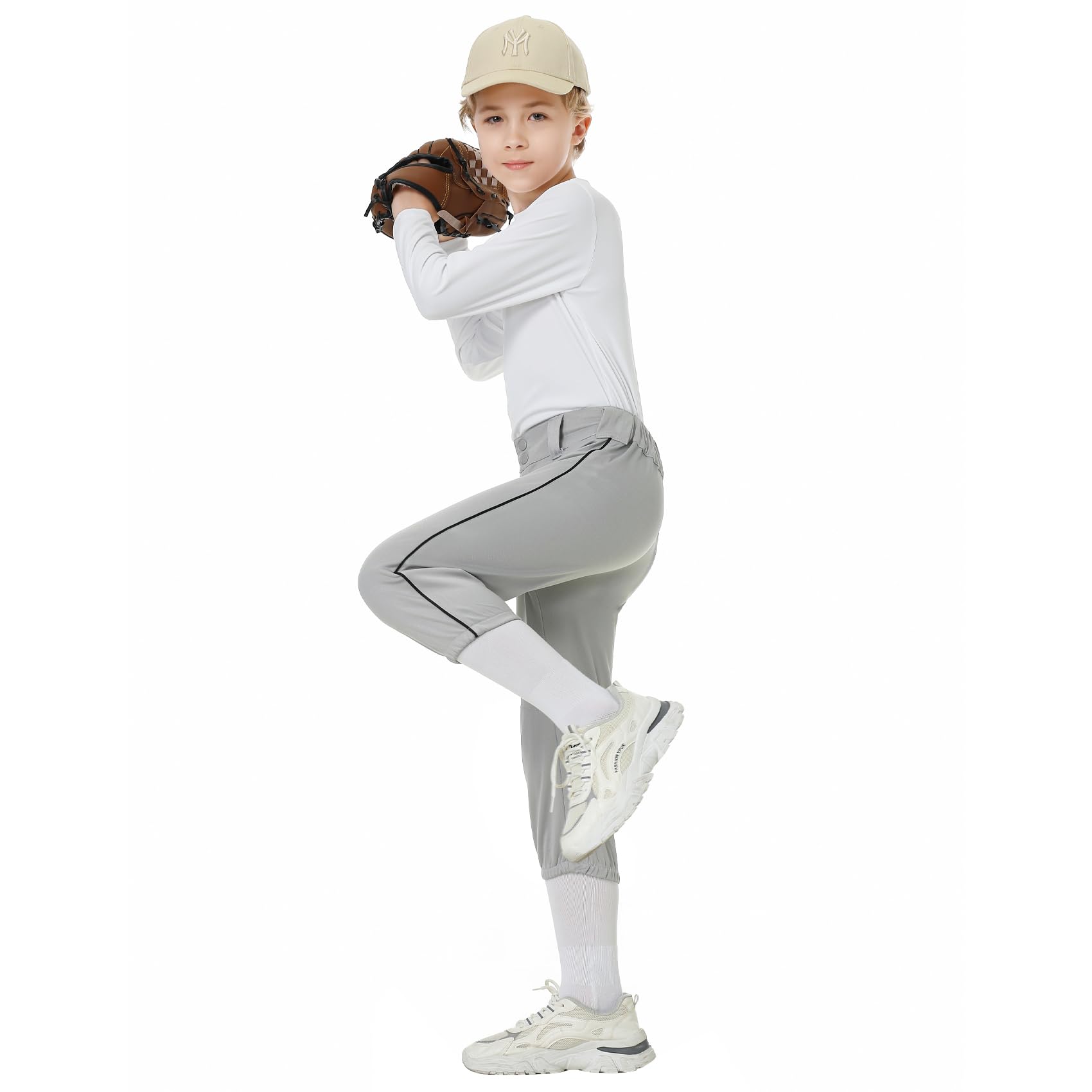 QBK 2T/3T/4T/5T/6T/7T Kleinkind-Baseballhose mit seitlicher Paspelierung/Zopf