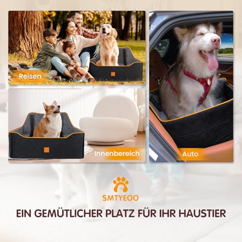 Hunde-Autositz für Hunde unter 25 kg oder 2 kleine Hunde, Sicherheits-Memory-Schaum-Autositz mit 2 Kissen und Sicherheitsleinen, großes Reisebett für den Rücksitz