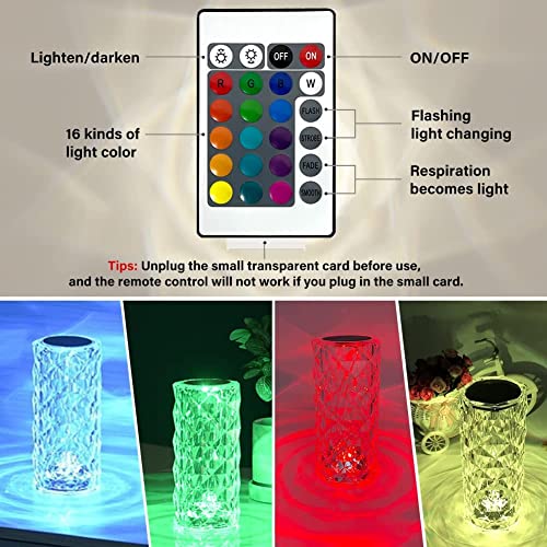Image of Crystal Diamond Night Light -16 Color RGB Changing LED Lights USB Remote and Touch Control Desk Lamp for Bedroom Living Room Decor Christmas
