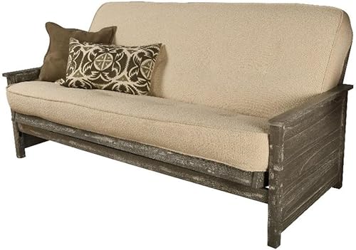 Kodiak Furniture Colchón de futón de tamaño completo con bisagras en espiral en crema