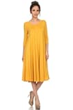 Women's A-line Midi Dress (3X-Large, Mustard)