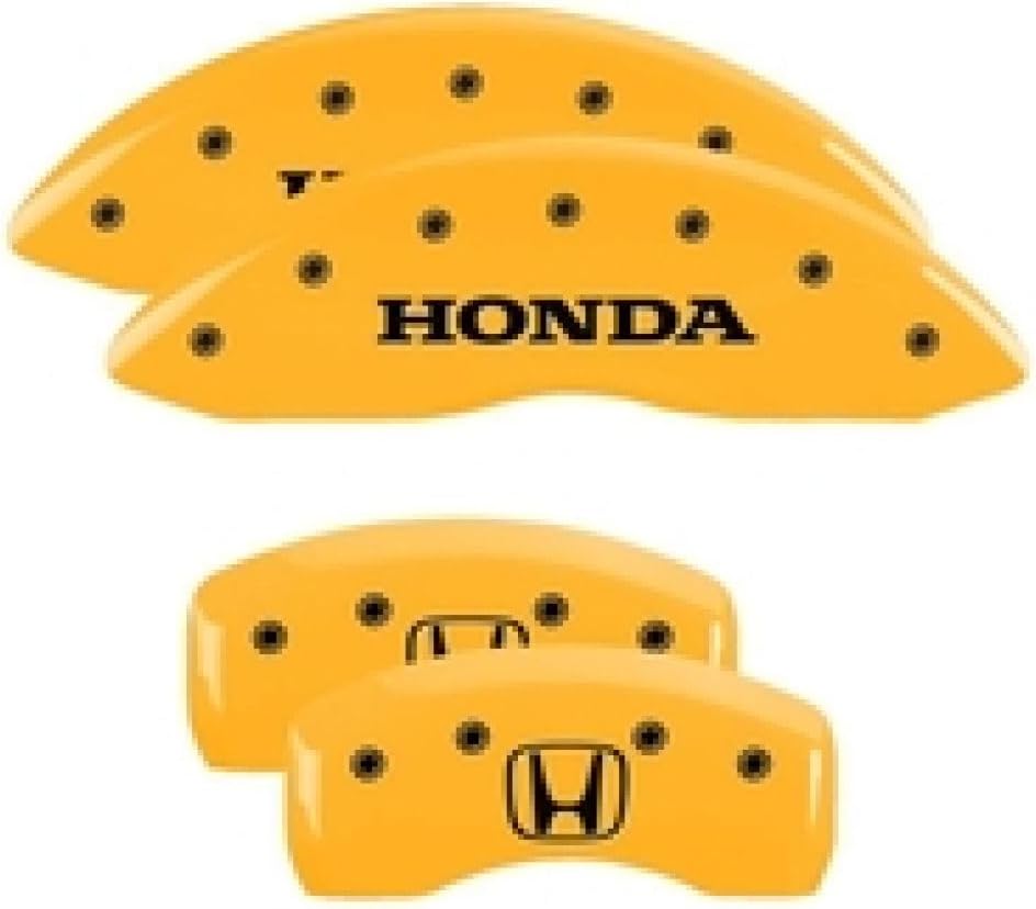MGP Brake Caliper Covers Compatible with 2009-2025 Honda Pilot, 2017-2025 Honda Ridgeline - Powder-Coated Finish, 4PCS Front and Rear (Yellow - Honda/H Engraving)