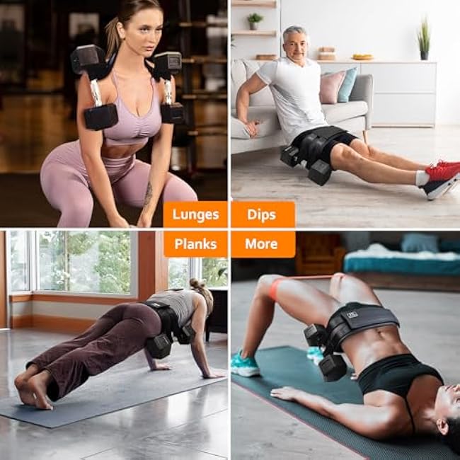 Hip Thrust Belt, Easy to Use with Dumbbells, Kettlebells, or Plates, Booty Belt for Hip Thrust with Slip-Resistant Padding for the Gym, Home and Workouts