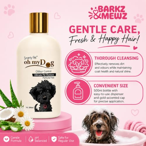 Image of Oh My Dog Smarty Pet Odour Control Shampoo for Dogs & Puppies - 500 ml | Dog Shampoo - Perfume Free, Paraben-Free, Sold by Barkz and Mewz (Odour Control)