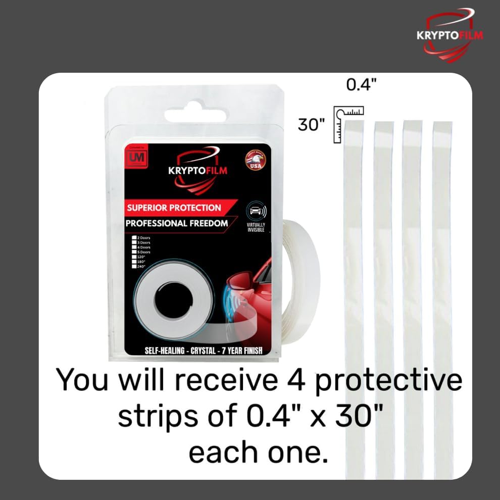 Miniatura 7 de Kit de película protectora de pintura para borde de 5 puertas con escobilla de goma, cuchillo, paño sueco, precortada de 8 mil, cinta transparente,