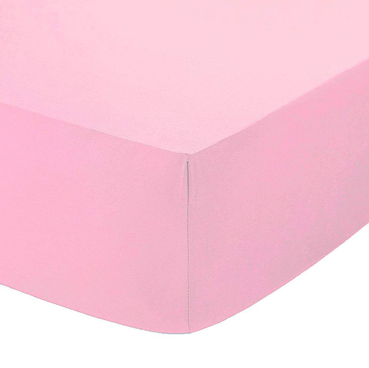 British Home Bedding - Plain Polycotton Percale Fitted Bed Sheets - Shrinkage and Fade resistant with a soft luxurious finish (Pink, 4FT Small Double) โ image 1