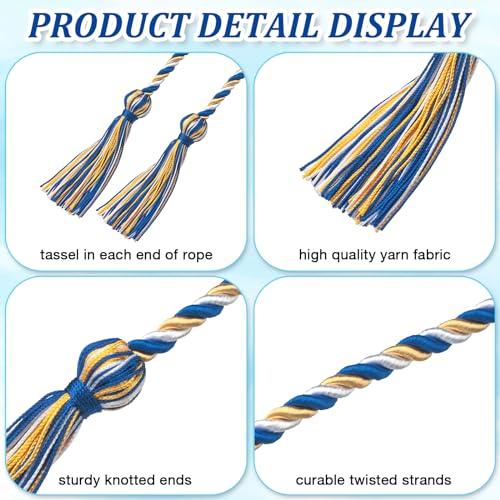 Image of ONUPGO Graduation Honor Cord, Multi-Color Graduation Cords Rayon Braided Tassel Cord for 2026, 68 inch Polyester Yarn Long Robe Honor Rope for Graduation Students, Bachelor Gown
