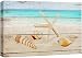 Wall26 Canvas Prints Wall Art - Starfish and Seashells on the Beach with Vintage Wood Background - 16" x 24"