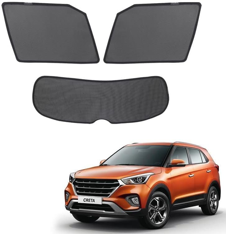 LASER SHADES Compatible for Hyundai Creta Sun Shades/Curtains Set of 3 pcs (Window A