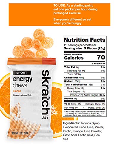 SKRATCH LABS Sport Energy Chews, Orange (10 Pack) - Developed for Athletes and Sports Performance, Gluten Free, Dairy Free, Vegan - Thumbnail 2