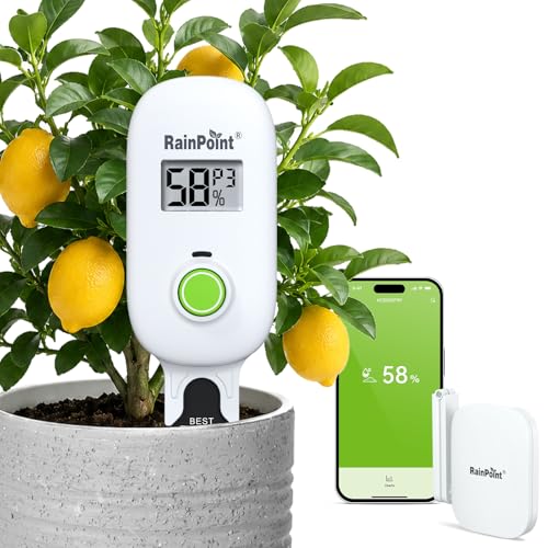 RAINPOINT Smart Digital Wireless Plant Moisture Meter Houseplants Indoor WiFi Hub Kit with Low/High Moisture Alert,Real-time Monitor Hygrometer Sensor Outdoor Gardening Push Notification&Email