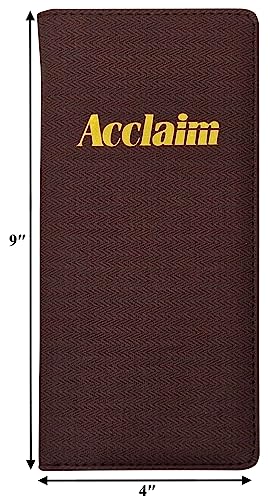 Acclaim Rigid Lawn Bowls Bowling Scorecard Holder Lightly Padded Plain Colour Chevron Textured Finish 23 cm x 11 cm with Spring Clip & Pen Loop (Brown) - Image 2