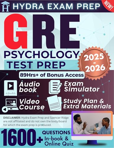 GRE Psychology Test Prep 2025-2026: UPDATED All-in-One Study Guide Comprising Detailed Review, 1,600 Verified Questions and Answers, 89+ Hours of E-Learning Tools to Ace the Exam in One Try