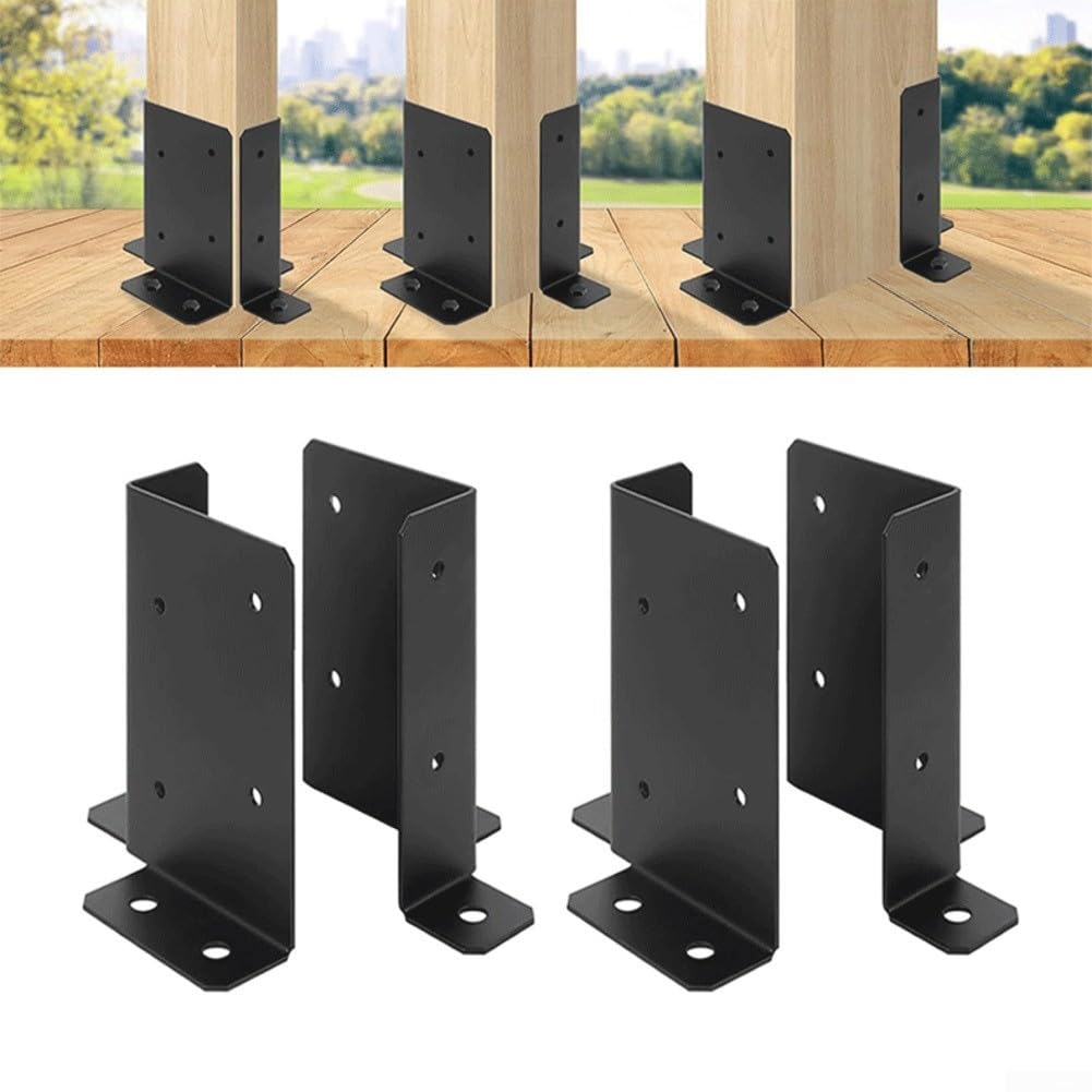 Set di 4 staffe di base regolabili per pali e ponti in legno, supporti di fissaggio in metallo per cassette postali e pergolati con fori e viti preforati
