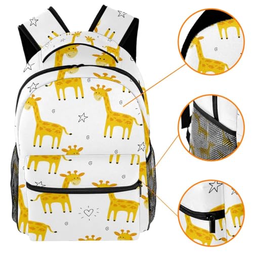 Sac à dos d'école résistant motif girafe multicolore 40cm