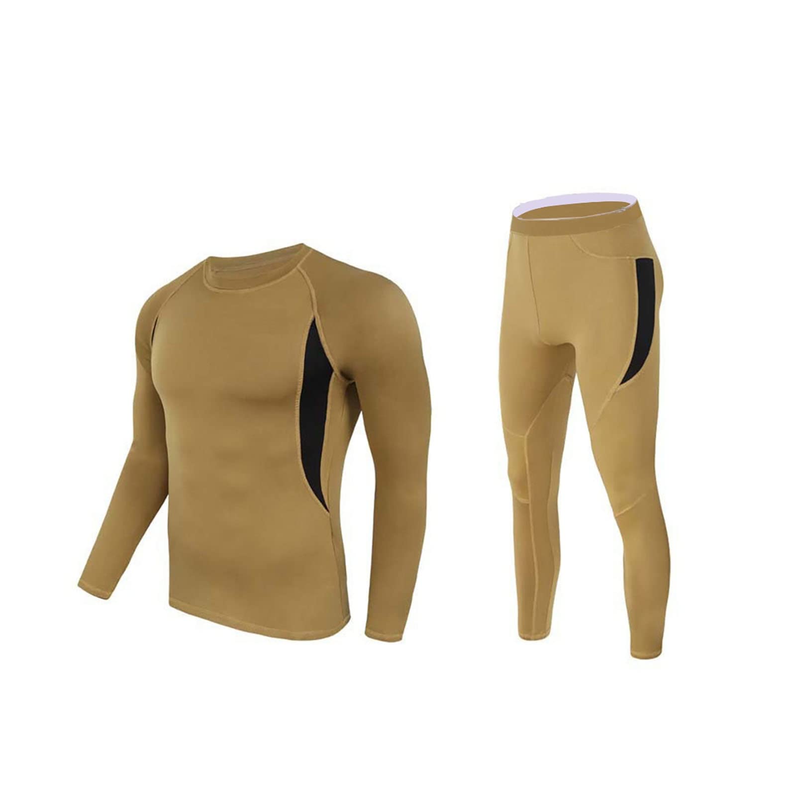 Set di biancheria intima termica in pile da uomo, funzione di assorbimento del sudore di asciugatura rapida invernale Top e leggings sportivi da uomo, per tuta di compressione dello strato base della