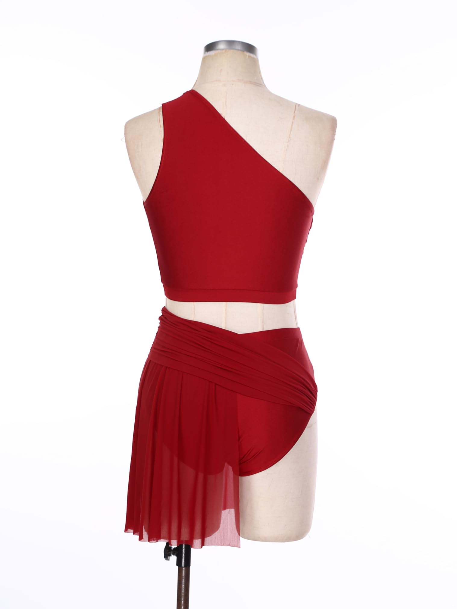 JEATHA Damski 2-częściowy kostium Lyrical Dance ze strasu Crop Top Mesh Tiul Trykot Spódnica dla dorosłych, nowoczesny strój do tańca