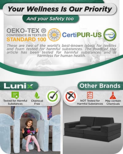 Lunix Lx15 14Pcs Modular Kids Play Couch, Child Sectional Sofa, Fortplay Bedroom And Playroom Furniture For Toddlers, Convertible Foam And Floor Cushion For Boys And Girls, Blue #TOP7